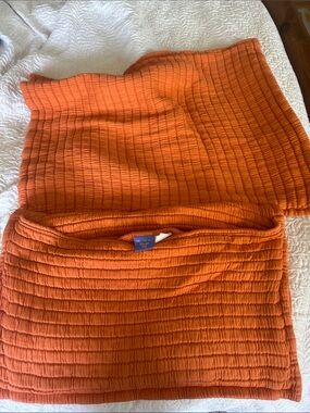 Pine Cone Hill Vibrant Orange Ruched Standard Shams in 100% cotton